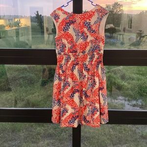 Red and blue floral Jessica Simpson dress with low back. Size 10.